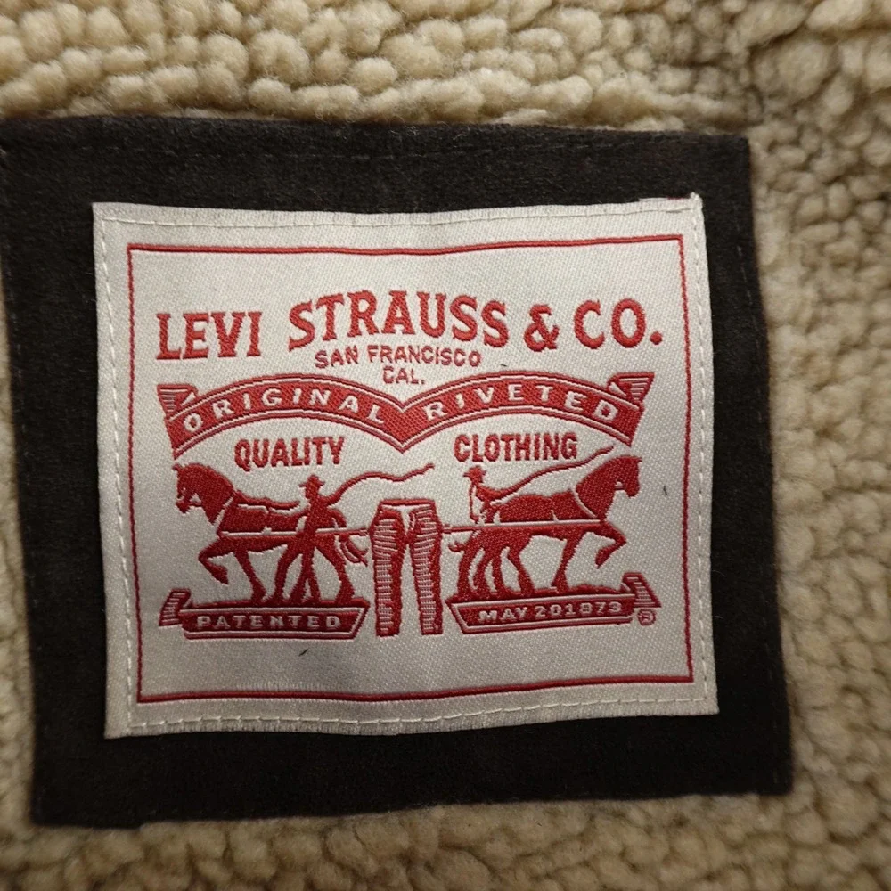 NEW Levis Jacket Mens XL Brown Sherpa Lined‎ Faux Suede Trucker Bomber Work Coat